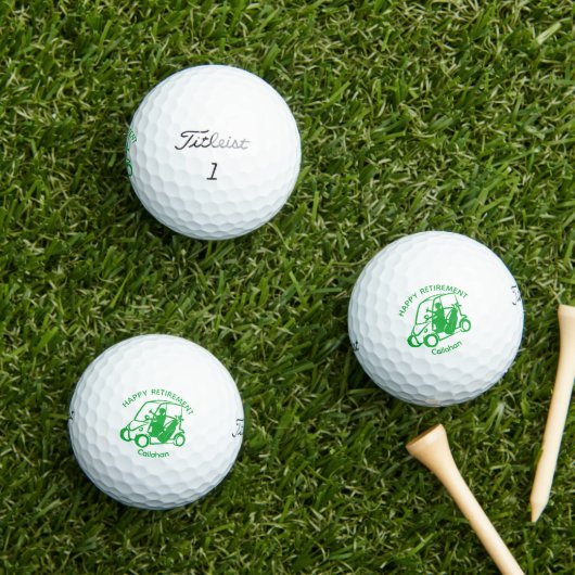 グリーンモダンゴルフカートのドライバー幸せな退職 ゴルフボール (インサイチュ 芝生)