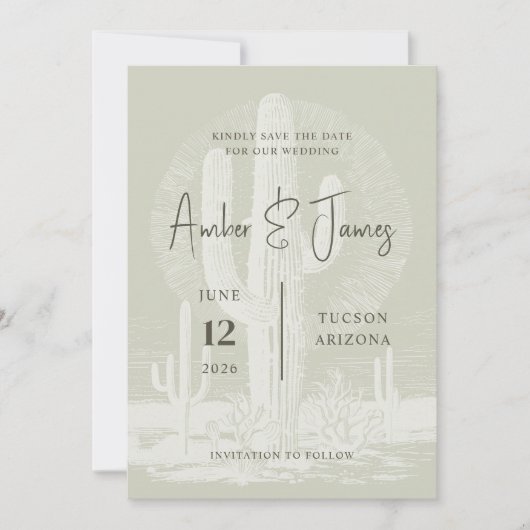 グリーンモダンサグアーロサボス砂漠結婚の セーブザデート (正面)