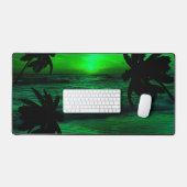 グリーンモダンサンセットビーチ自然 デスクマット (キーボード&マウス)