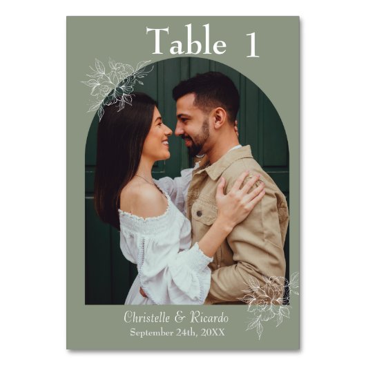 グリーンモダンサー結婚ジの写真テーブル番号 テーブルナンバー (裏面)