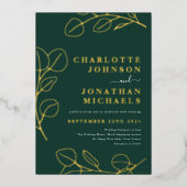 グリーンモダンシンプル金ゴールド 箔招待状 (正面)