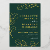 グリーンモダンシンプル金ゴールド 箔招待状 (正面)