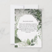 グリーンモダンジオメトリックデザイン結婚ズ・サンキュー サンキューカード (裏面)