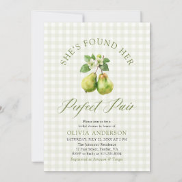 グリーンモダンジンガムパーフェクトペアブライダルシャワー 招待状