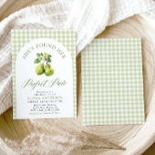 グリーンモダンジンガムパーフェクトペアブライダルシャワー 招待状