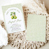 グリーンモダンジンガムパーフェクトペアブライダルシャワー 招待状