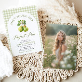 グリーンモダンジンガムパーフェクトペアブライダルシャワー 招待状