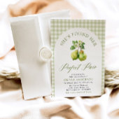 グリーンモダンジンガムパーフェクトペアブライダルシャワー 招待状