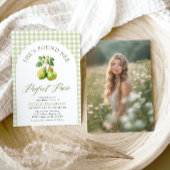 グリーンモダンジンガムパーフェクトペアブライダルシャワー 招待状