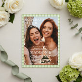 グリーンモダンジンガム写真卒業パーティー アクリル招待状