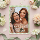 グリーンモダンジンガム写真卒業パーティー アクリル招待状