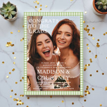 グリーンモダンジンガム写真卒業パーティー