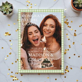 グリーンモダンジンガム写真卒業パーティー アクリル招待状
