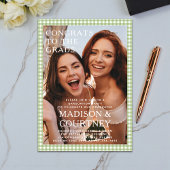 グリーンモダンジンガム写真卒業パーティー アクリル招待状