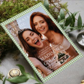 グリーンモダンジンガム写真卒業パーティー 招待状