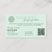 グリーンモダンスクリプトQRコード、ありがとうございます 名刺 (裏面)