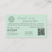 グリーンモダンスクリプトQRコード、ありがとうございます 名刺 (裏面)