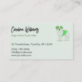 グリーンモダンスケッチドッグウォーカーペット 名刺 (裏面)