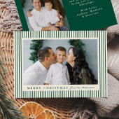 グリーンモダンストライプクリスマスメリークリスマス2写真 シーズンカード
