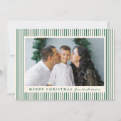 グリーンモダンストライプクリスマスメリークリスマス2写真 シーズンカード (正面)