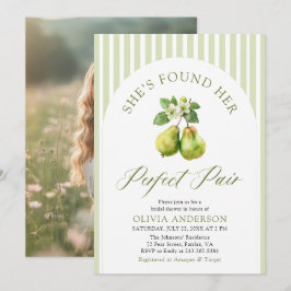 グリーンモダンストライプブライダルシャワーパーフェクトペア 招待状