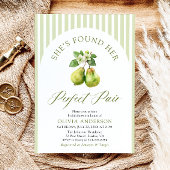 グリーンモダンストライプブライダルシャワーパーフェクトペア 招待状