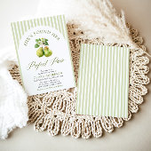 グリーンモダンストライプブライダルシャワーパーフェクトペア 招待状