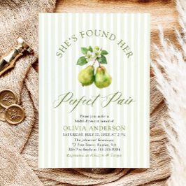 グリーンモダンストライプブライダルシャワーパーフェクトペア 招待状