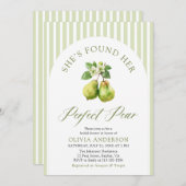 グリーンモダンストライプブライダルシャワー 招待状 (正面/裏面)