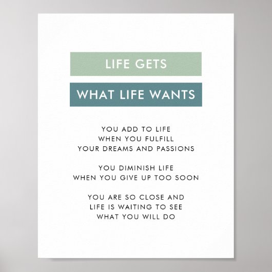 グリーンモダンストライプマインドセやる気を起こさせるット引用文 ポスター (正面)