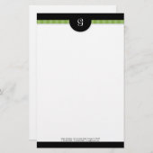 グリーンモダンストライプモノグラム文房具 便箋 (正面/裏面)