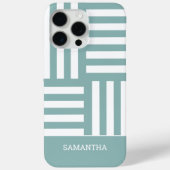 グリーンモダンストライプ名前をカスタムするシシンプルック Case-Mate iPhoneケース (裏面)