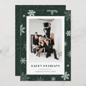 グリーンモダンスノーフレーク写真企業の事業 シーズンカード (正面/裏面)