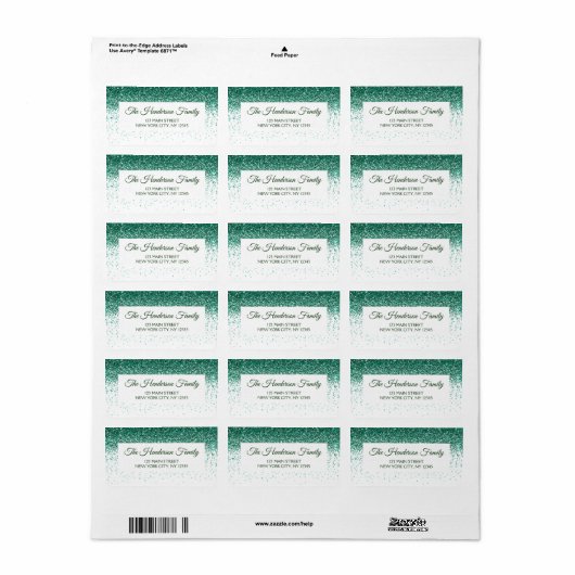 グリーンモダンスパークリーグリッターエレガントクリスマス ラベル (フルシート)