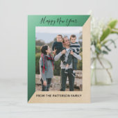 グリーンモダンスラント新年フォトフラットカード シーズンカード (スタンド正面)