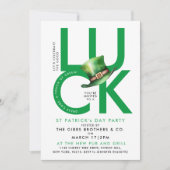 グリーンモダンセントパトリックの日グッドラックアイルランドパーティー 招待状 (正面)