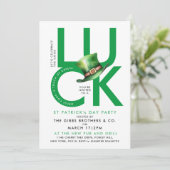 グリーンモダンセントパトリックの日グッドラックアイルランドパーティー 招待状 (スタンド正面)