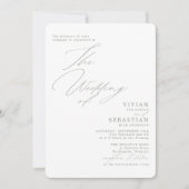 グリーンモダンセージ白い結婚式RSVP QRコード 招待状 (正面)