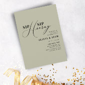 グリーンモダンセージsipホレー婚約パーティ 招待状