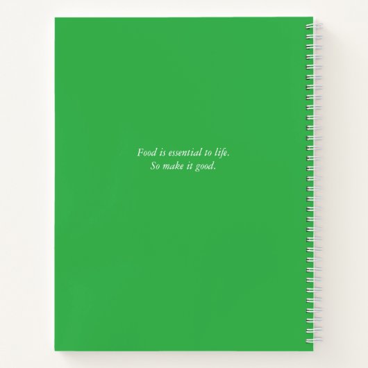 グリーンモダンタイポグラフィカスタムクック空白のブック ノートブック (裏面)