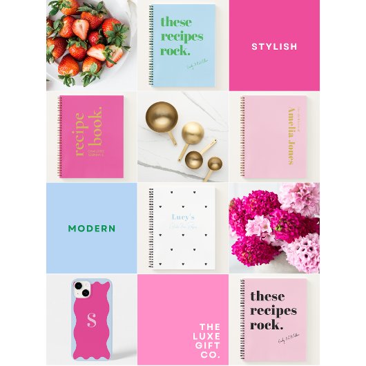 グリーンモダンタイポグラフィカスタムクック空白のブック ノートブック