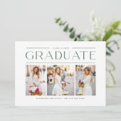 グリーンモダンタイポグラフィフォトコラージュ卒業 招待状 (スタンド正面)