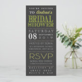 グリーンモダンタイポグラフィブライダルシャワーロング 招待状 (スタンド正面)