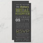 グリーンモダンタイポグラフィブライダルシャワーロング 招待状 (正面/裏面)