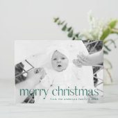 グリーンモダンタイポグラフィメリークリスマスフォト シーズンカード (スタンド正面)