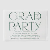 グリーンモダンタイポグラフィ卒業パーティー ベラム紙招待状 (正面)