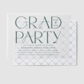 グリーンモダンタイポグラフィ卒業パーティー ベラム紙招待状 (オフセット (招待状))