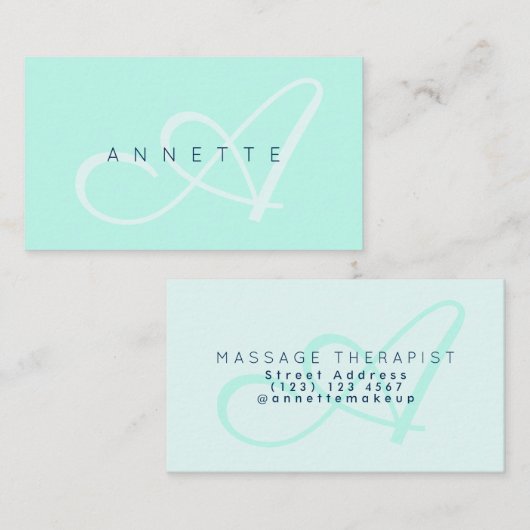 グリーンモダンターコイズの優雅さ 名刺 (正面/裏面)