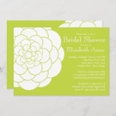 グリーンモダンダリア開花フローラブライダルシャワー 招待状 (正面/裏面)