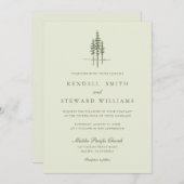 グリーンモダンツリーフォレスト素朴結婚式招待状 招待状 (正面/裏面)